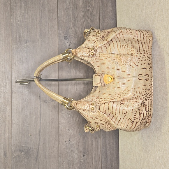 Brahmin Handbags - Brahmin Croc Beige Croc Embossed Leather Shoulder Bag